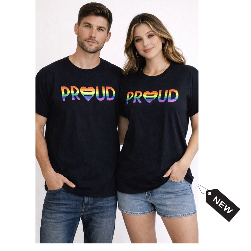 NWT Spencers unisex black rainbow pride short sleeve T-shirt